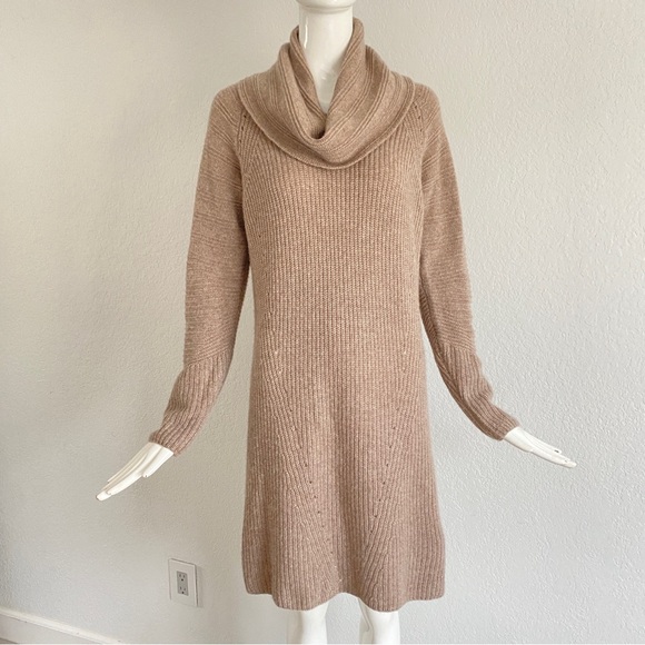 Hayden Cashmere Cowlneck beige cashmere sweater dress - Picture 2 of 10